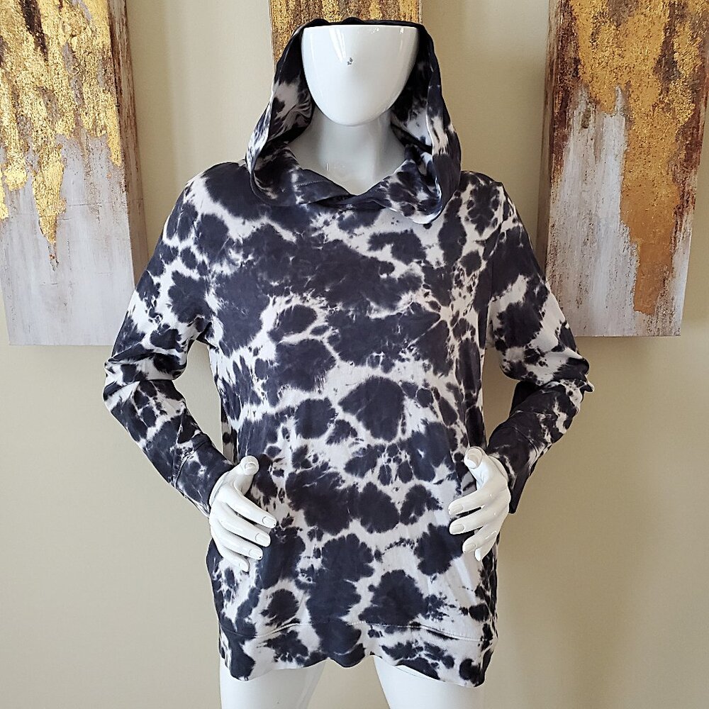 Wonder Nation Tie Dye Black Ribbed Hem Hooded Unisex Sweatshirt SZ XL (14-16)